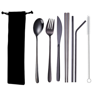 Portable Utensils Set With Case, Stainless Steel Reusable